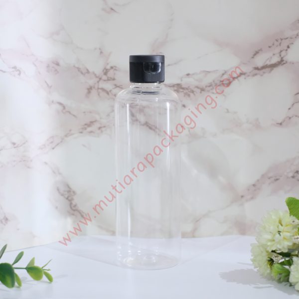 Botol Fliptop 250ml Natural tutup Hitam