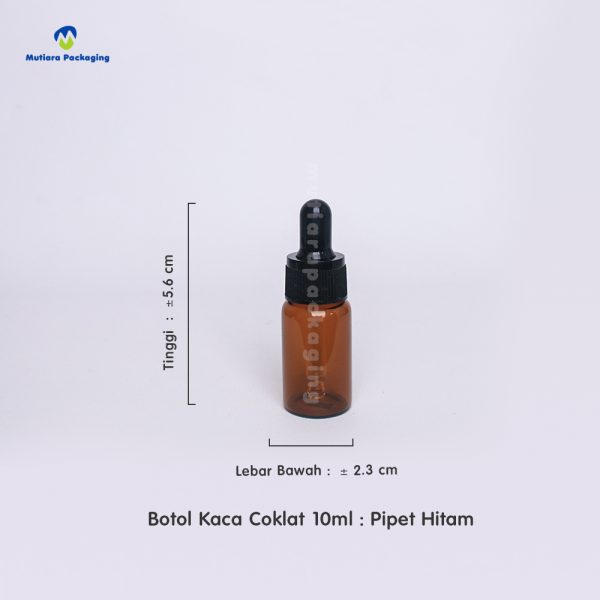 Botol Kaca Coklat 10ml Pipet Hitam-2