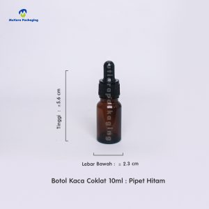 BOTOL PIPET KACA COKLAT 10ML TUTUP HITAM