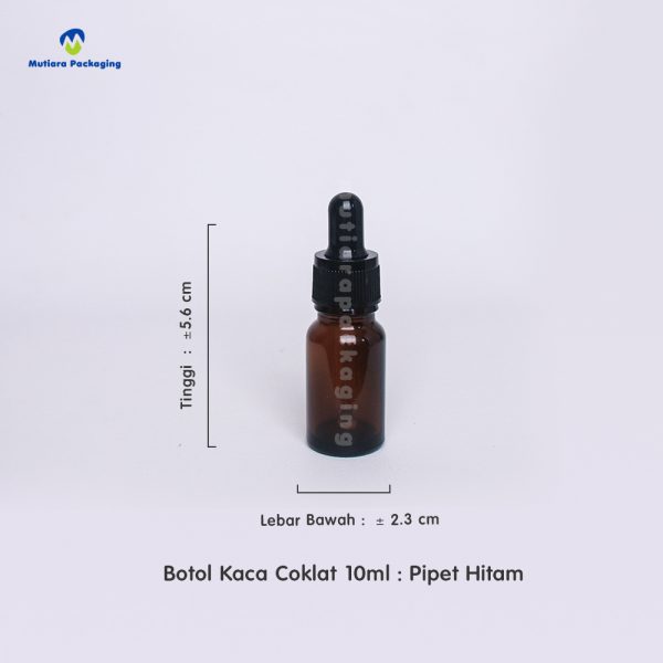 Botol Kaca Coklat 10ml Pipet Hitam