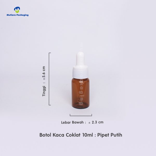 Botol Kaca Coklat 10ml Pipet Putih