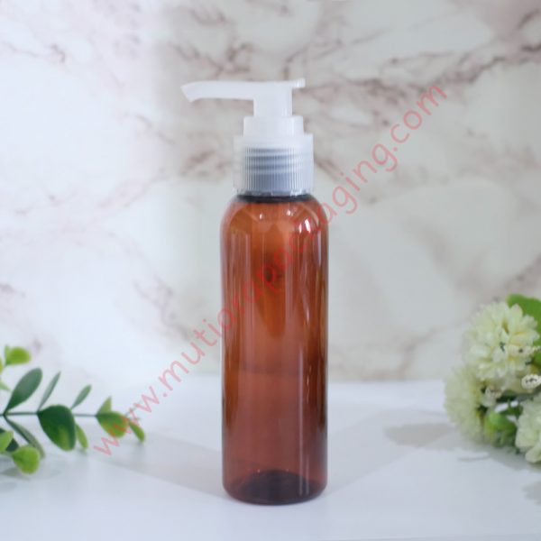 Botol Pump 100ml Amber tutup Natural