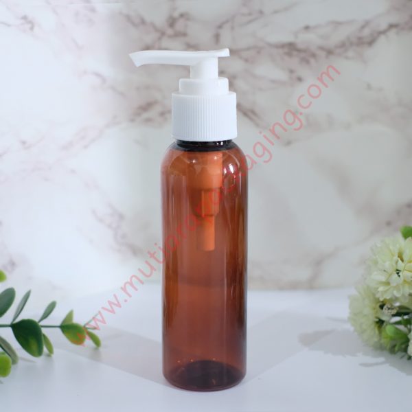 Botol Pump 100ml Amber tutup Putih