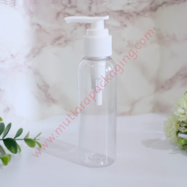 Botol Pump 100ml Natural tutup Putih