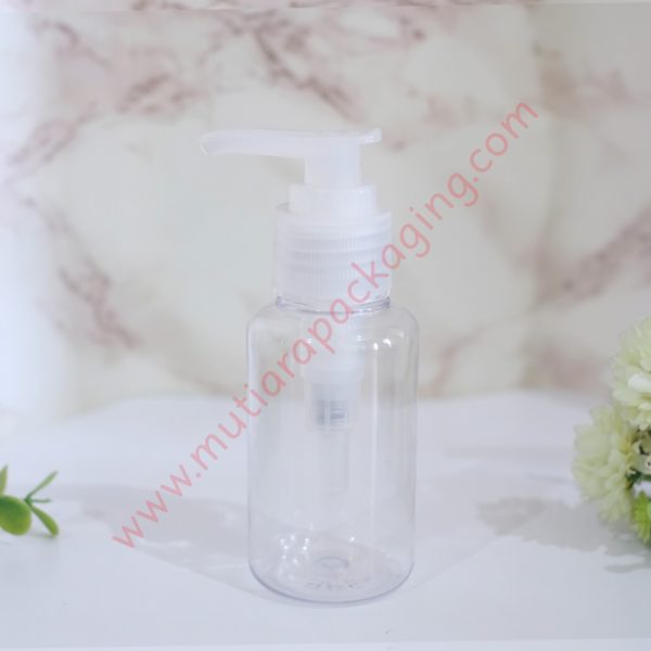 Botol Tubular 60ml Pump Natural tutup Bening