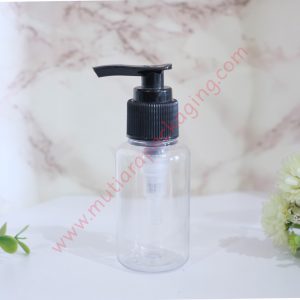 BOTOL TUBULAR 60ML PUMP NATURAL TUTUP PUTIH