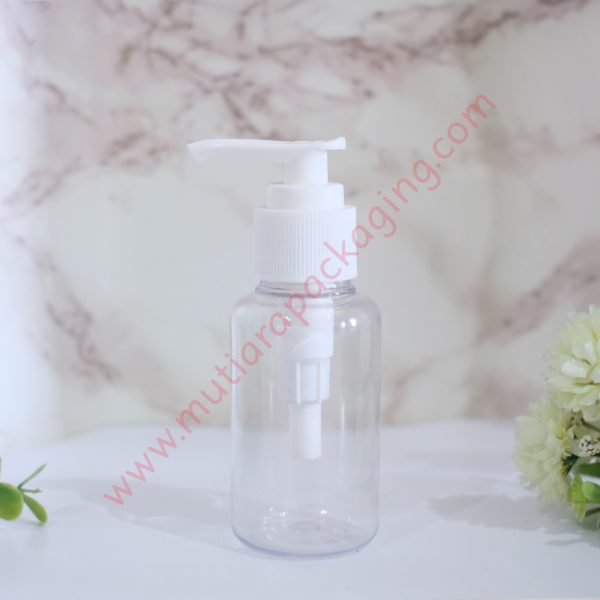 Botol Tubular 60ml Pump Natural tutup Putih