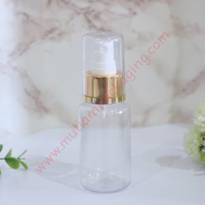 Botol Tubular 60ml Spray Bening tutup Gold Full