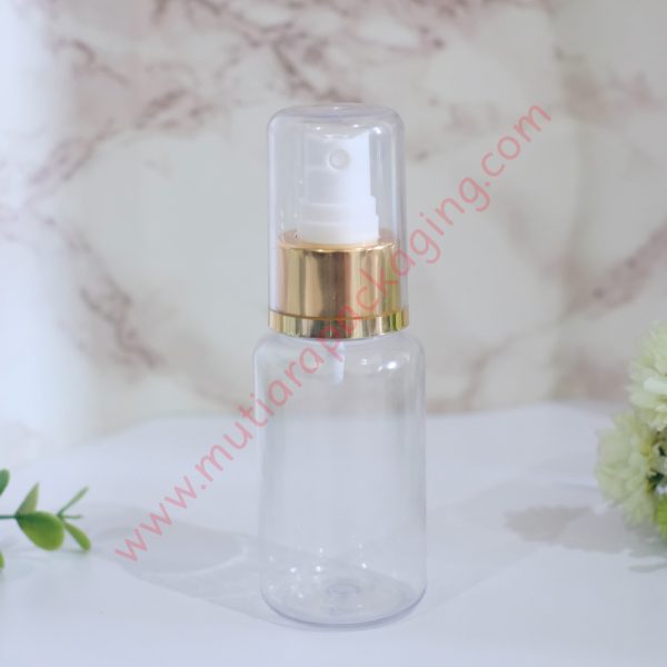 Botol Tubular 60ml Spray Bening tutup Gold Full