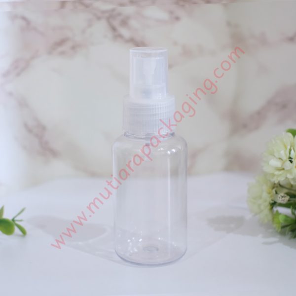 Botol Tubular 60ml Spray Bening tutup Natural