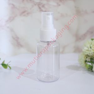 Botol Tubular 60ml Spray Bening tutup Putih