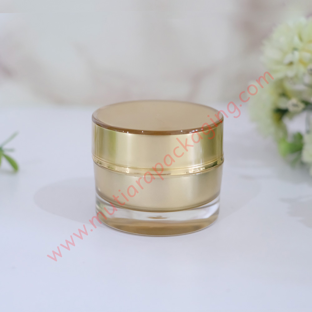  jual  kemasan kosmetik pot  acrylic 10gr gold serta berkualitas