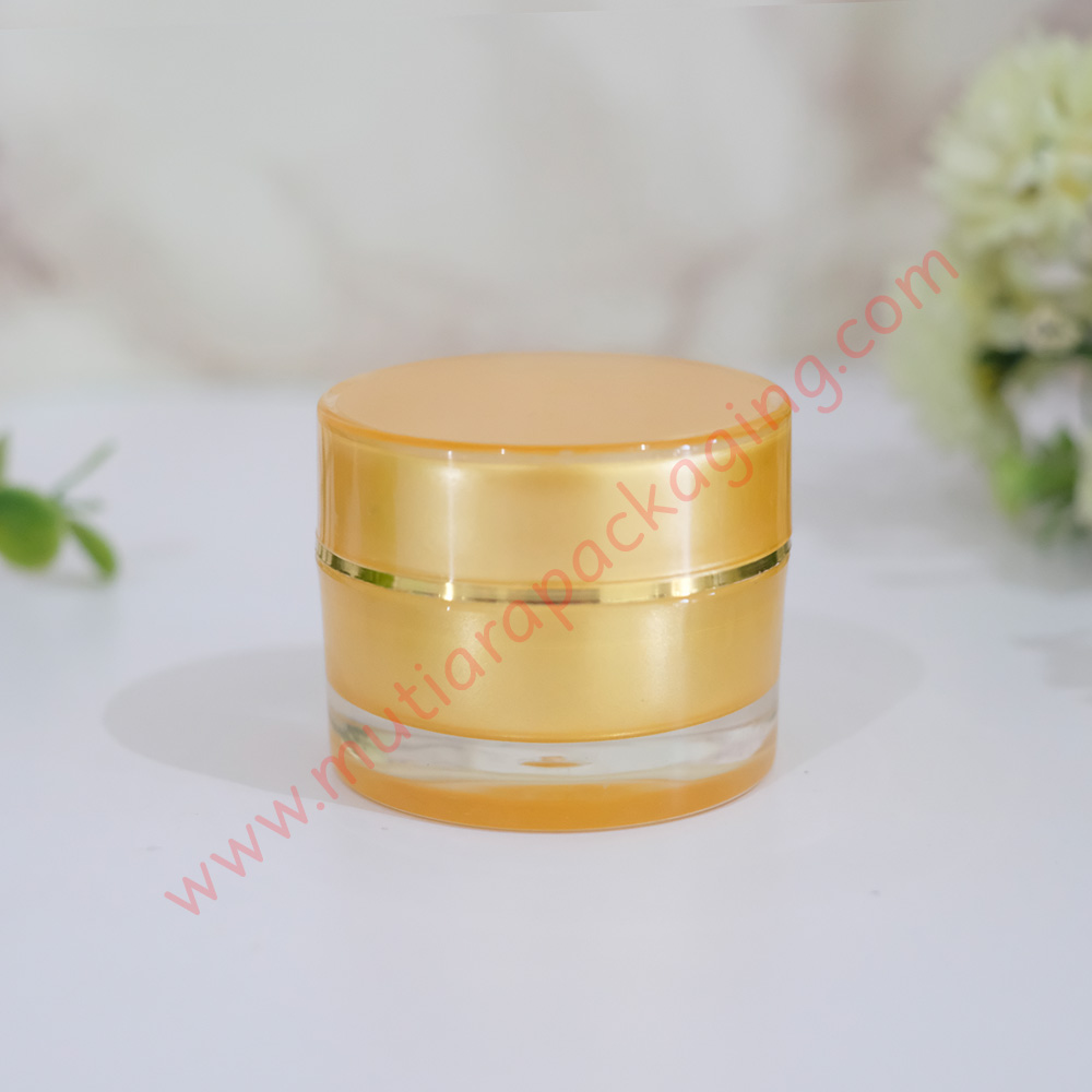  jual  kemasan kosmetik pot  acrylic 10gr kuning murah serta 