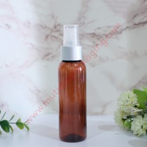 BOTOL SPRAY 100ML AMBER TUTUP SILVER METALIC