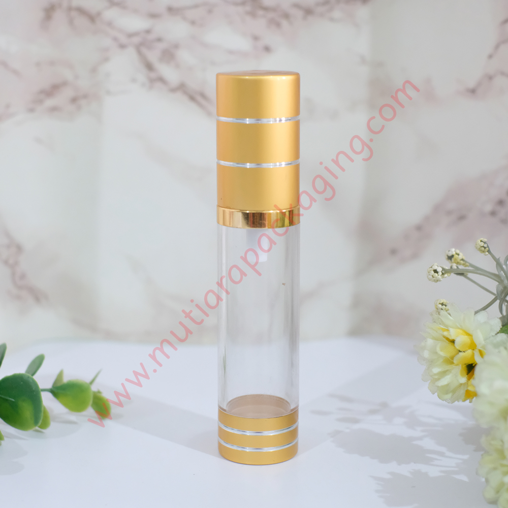 jual botol kosmetik airless silinder 20ml bening gold jual botol kosmetik airless silinder 20ml bening gold