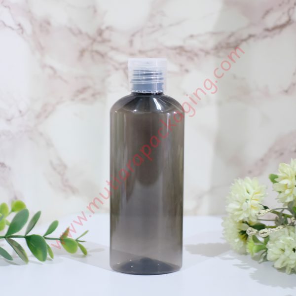 botol fliptop ovale 100ml hitam tutup natural