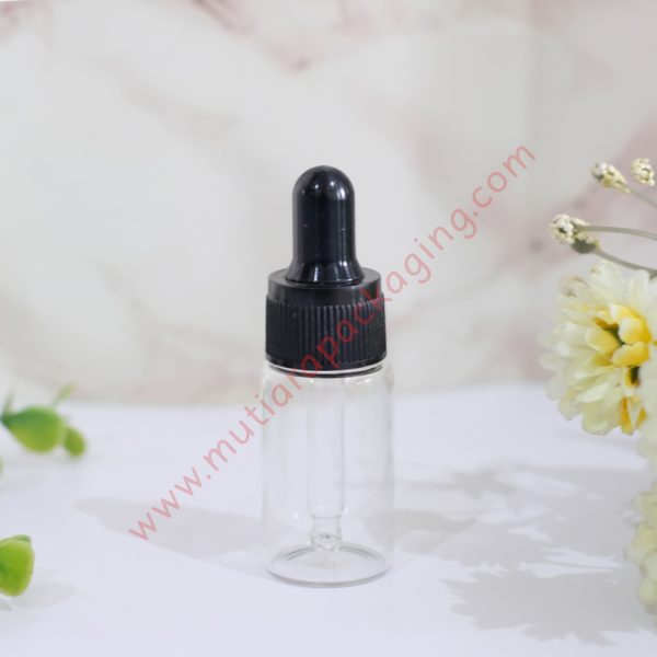 botol pipet kaca bening 10ml tutup hitam