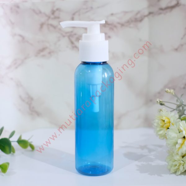 botol pump 100ml biru tutup putih