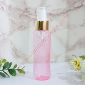 BOTOL PUMP 100ML PINK TUTUP SILVER