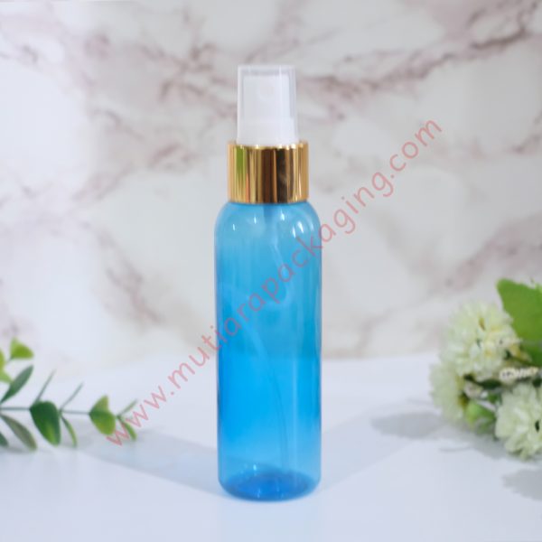 botol spray 100ml biru tutup gold