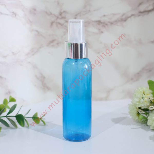 botol spray 100ml biru tutup silver