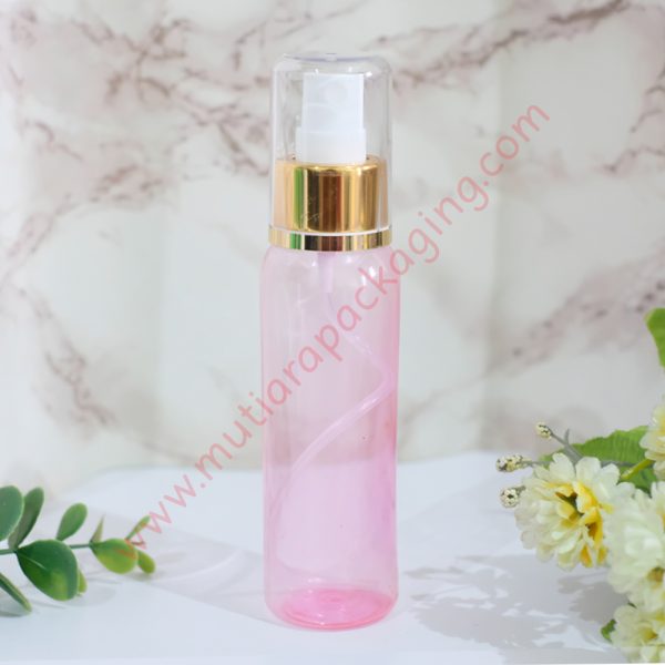 botol spray 100ml pink tutup gold full