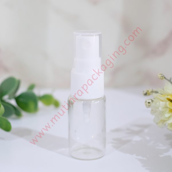 botol spray kaca bening 10ml tutup putih