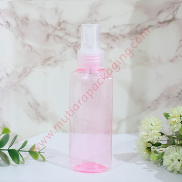 botol spray ovale 100ml pink tutup natural