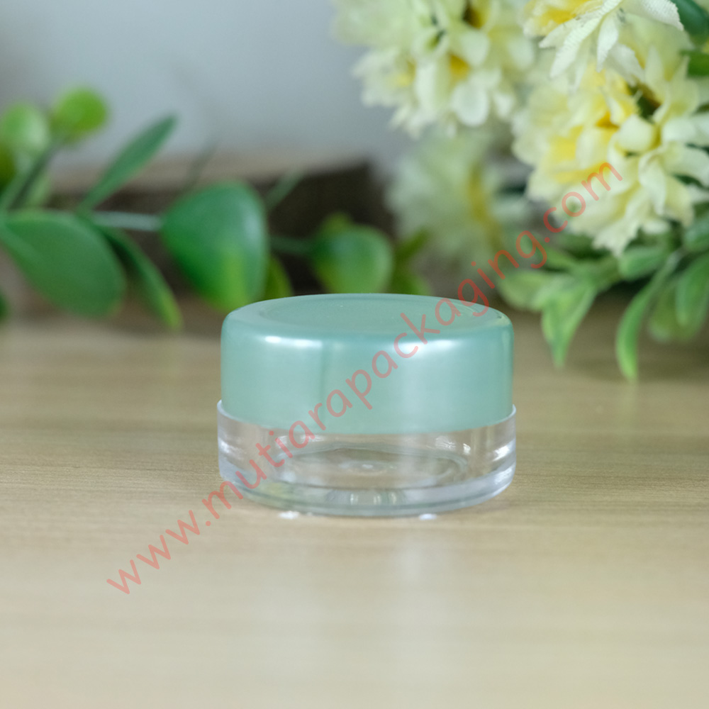 jual kemasan kosmetik pot  pp 5gr bening  hijau murah serta 