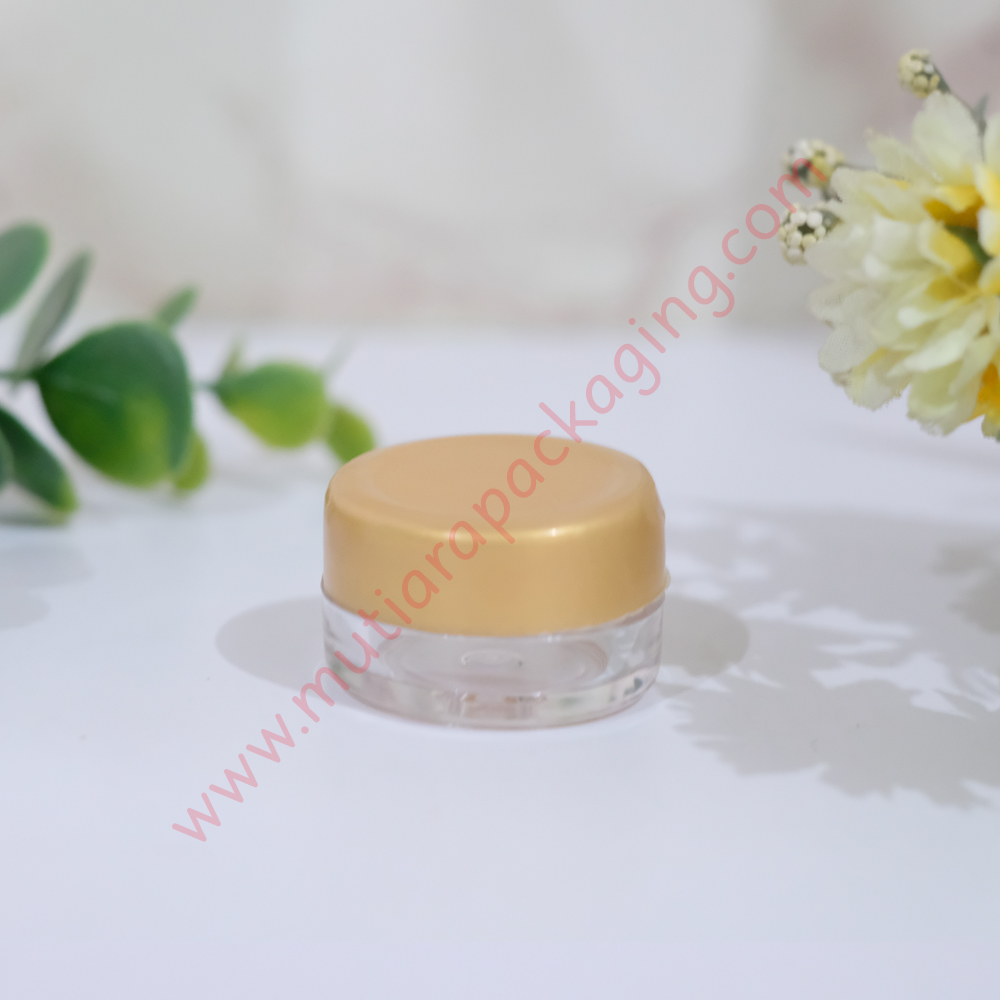 jual kemasan kosmetik pot  pp 5gr bening  gold murah serta 