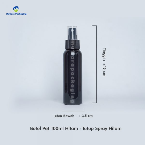 Botol Pet 100ml HItam Tutup Spray Hitam