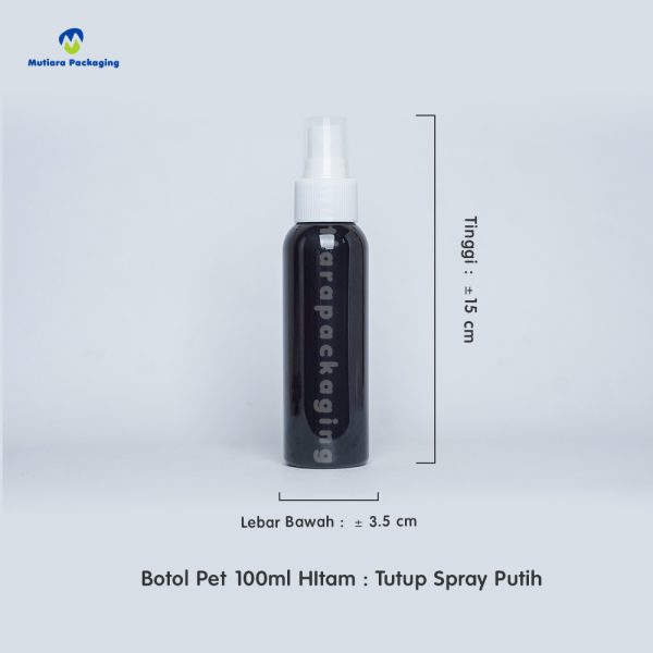 Botol Pet 100ml HItamTutup Spray Putih