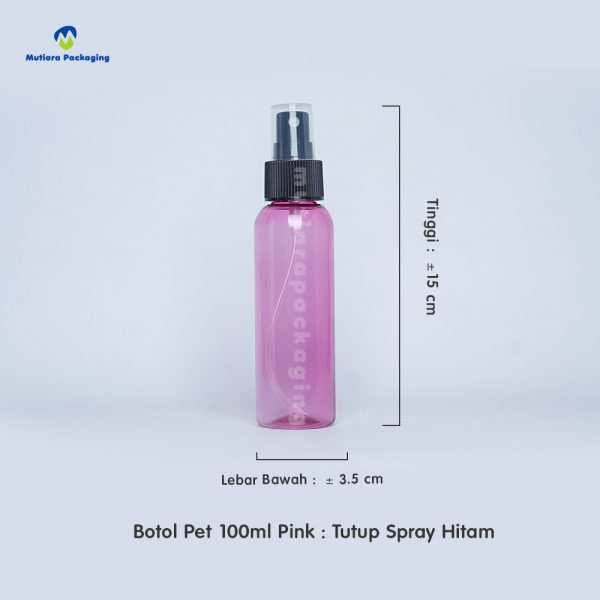Botol Pet 100ml Pink Tutup Spray Hitam