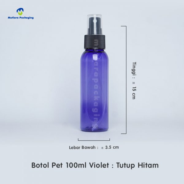 Botol Pet 100ml Violet Tutup Spray Hitam