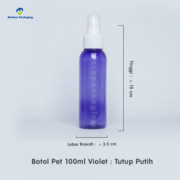 Botol Pet 100ml Violet Tutup Spray Putih