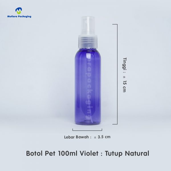Botol Pet 100ml Violet Tutup Spray natural