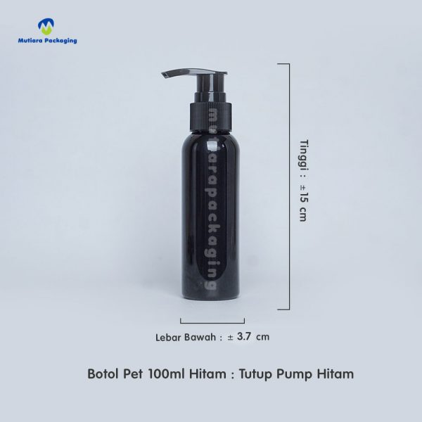 Botol Pet 100ml Hitam Tutup Pump Hitam