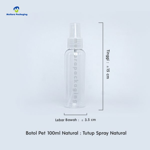 Botol Pet 100ml Natural Tutup Spray Natural