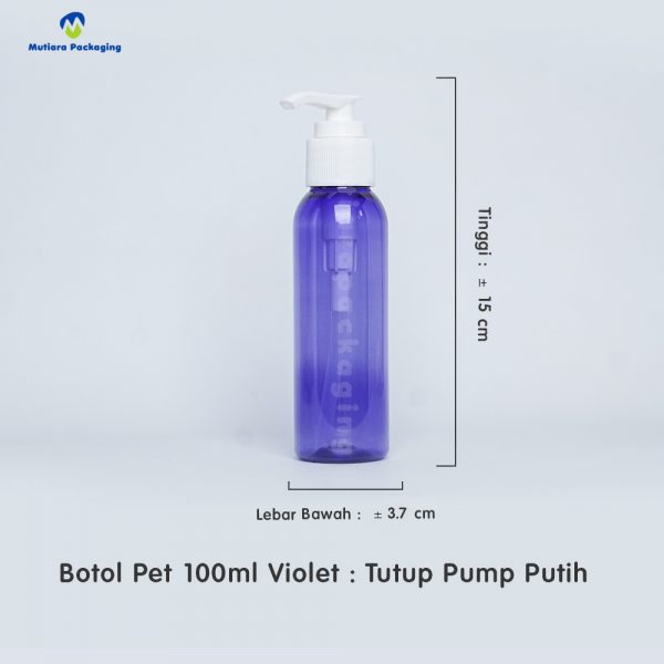 Botol Pet 100ml Violet Tutup Pump Putih