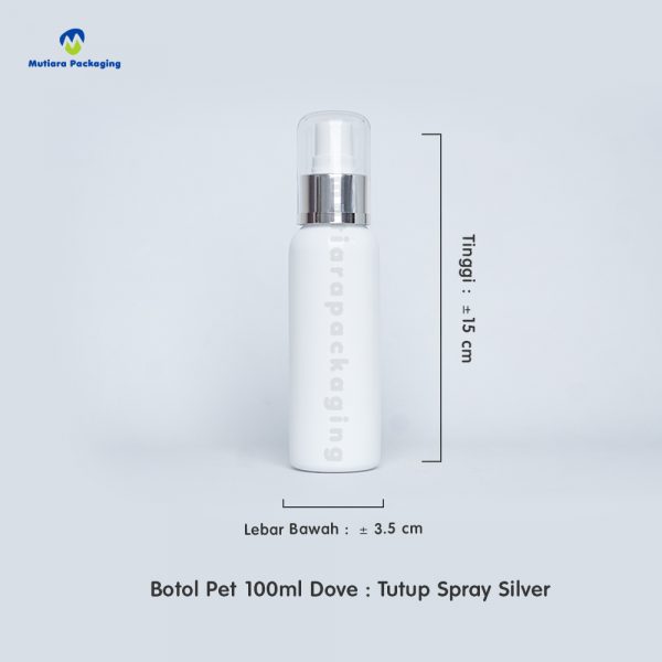 Botol Pet 100ml Dove Tutup Spray Silver