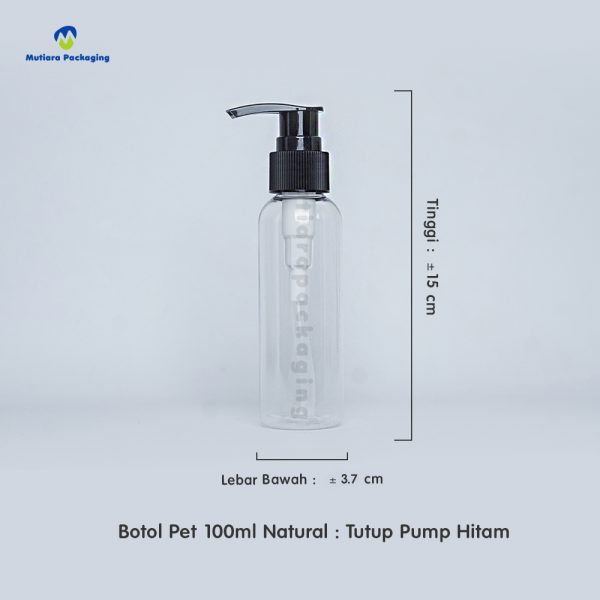 Botol Pet 100ml Natural Tutup Pump Hitam