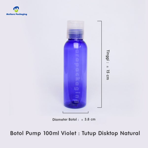 Botol Pet 100ml Violet Tutup DIsktop Natural