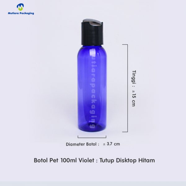 Botol Pet 100ml Violet Tutup Disktop Hitam