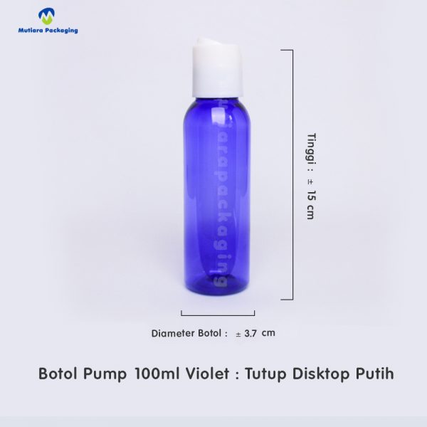 Botol Pet 100ml Violet Tutup Disktop Putih