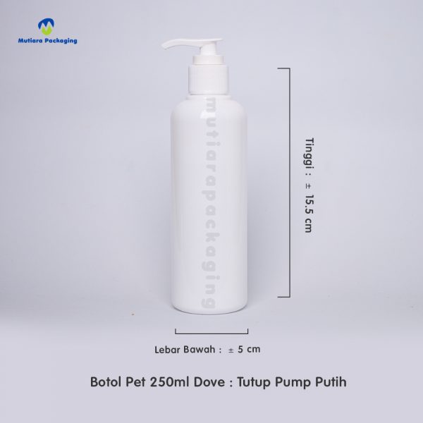 Botol Pet 250ml Dove Tutup Pump Putih
