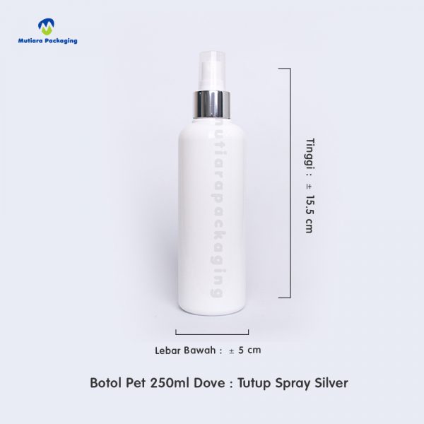 Botol Pet 250ml Dove Tutup Spray Silver