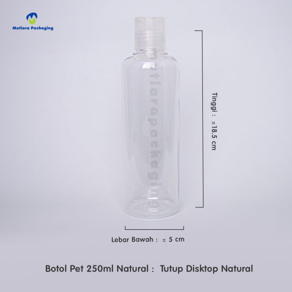 Botol Pet 250ml Natural Tutup Disktop Natural