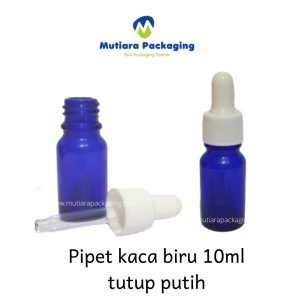 BOTOL PIPET KACA BIRU TUTUP HITAM